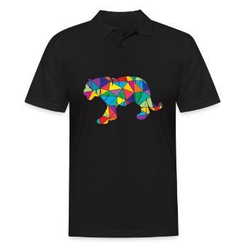 Low Poly Tiger Geometry Polygon Tiger - Men's Polo Shirt - black - Front - Kai (181cm)