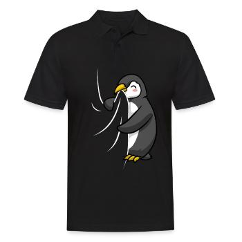 Un pingouin affamé mord dans sa chemise Drôle de pingouin - Polo Homme - noir - Devant - Kai (181cm)