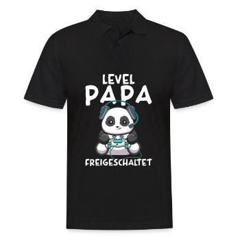 Level Papa freigeschaltet Panda Gamer Vater - Männer Poloshirt - Schwarz - Vorne - Kai (181cm)