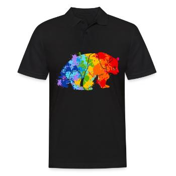 Farbspritzer Panda Bunter Panda - Männer Poloshirt - Schwarz - Vorne - Kai (181cm)