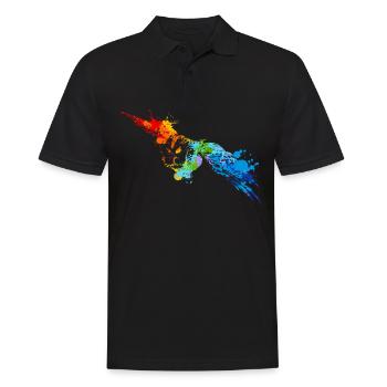 Spray Paint Owl Colorful Owl - Men's Polo Shirt - black - Front - Kai (181cm)