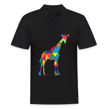 Giraffe Polygon Wild Animal - Men's Polo Shirt - black - Front - Kai (181cm)