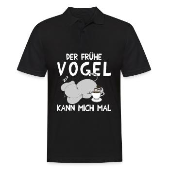 Der Frühe Vogel kann mich mal Elefant Kaffee - Männer Poloshirt - Schwarz - Vorne - Kai (181cm)