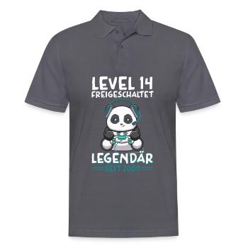 Level 14 Jahre Geburtstagsshirt Panda Gamer - Männer Poloshirt - Anthrazit - Vorne - Nico (186cm)