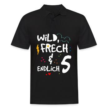 Wild Frech & endlich 5 Kindergeburtstag - Männer Poloshirt - Schwarz - Vorne - Kai (181cm)