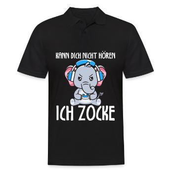 Kann Dich Nicht Hören Ich Zocke Gamer Elefant - Männer Poloshirt - Schwarz - Vorne - Kai (181cm)