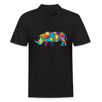 Rhinoceros Polygon Wild Animal - Men's Polo Shirt - black - Front - Kai (181cm)