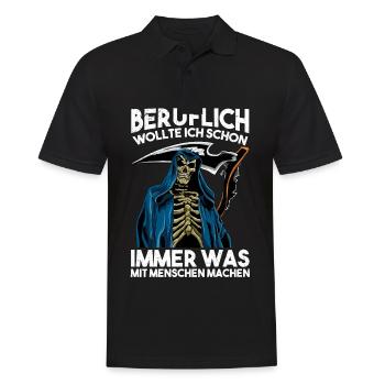 Beruflich wollte ich immer was mit Menschen machen - Männer Poloshirt - Schwarz - Vorne - Kai (181cm)