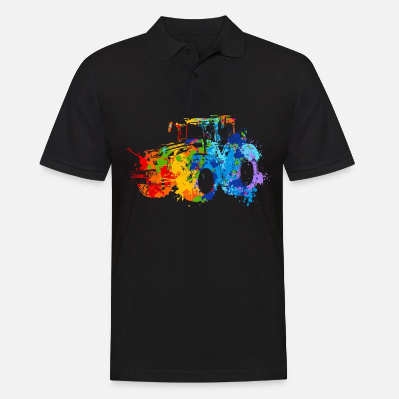 Splash Traktor - Männer Poloshirt - Schwarz