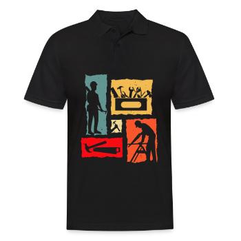 Charpentier Rétro - Polo Homme - noir - Devant - Kai (181cm)