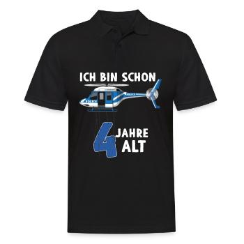 Polizei Hubschrauber 4. Geburtstag - Männer Poloshirt - Schwarz - Vorne - Kai (181cm)