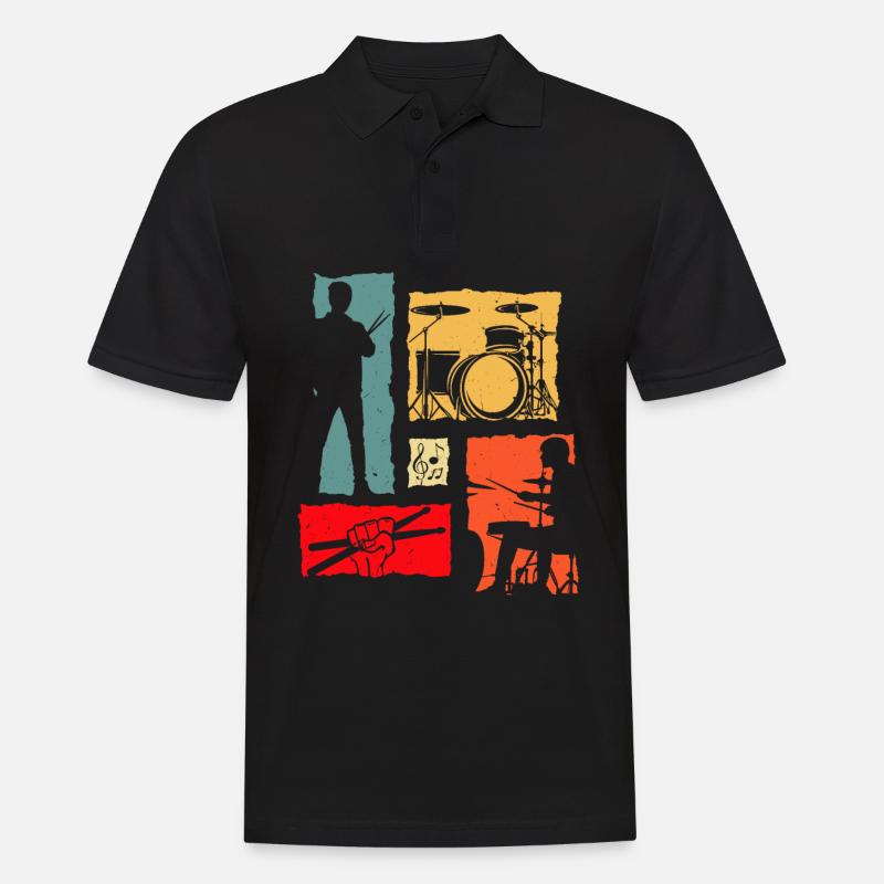 Drums Retro Drummer Vintage Drum Player - Männer Poloshirt - Schwarz