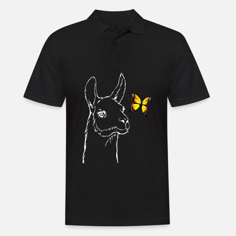 Lama avec papillon - Polo Homme - noir