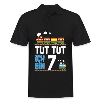 7. Geburtstag Tut Tut Eisenbahn - Männer Poloshirt - Schwarz - Vorne - Kai (181cm)