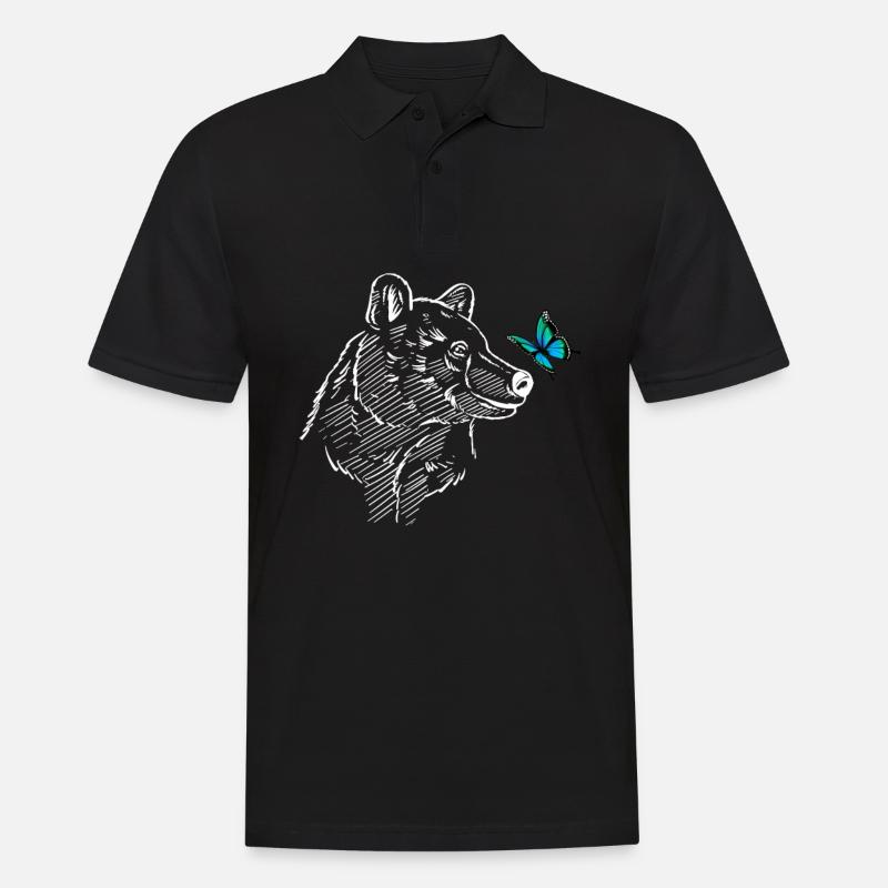 Eisbär mit Schmetterling - Männer Poloshirt - Schwarz