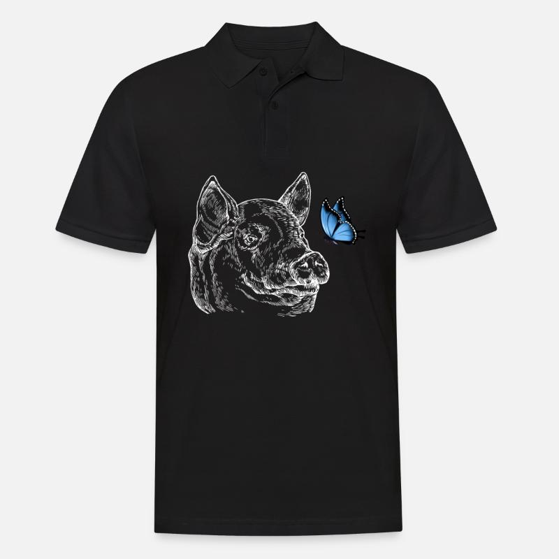Cochon avec papillon - Polo Homme - noir