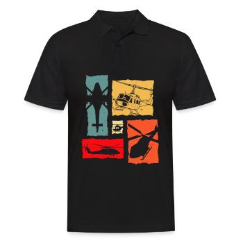 Helicopter Retro - Männer Poloshirt - Schwarz - Vorne - Kai (181cm)
