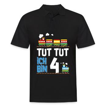 4. Geburtstag Tut Tut Eisenbahn Zug 4 Jahre - Männer Poloshirt - Schwarz - Vorne - Kai (181cm)