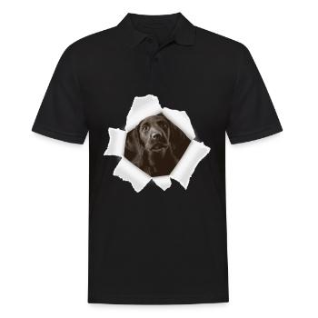 Dog peeking through hole - Men's Polo Shirt - black - Front - Kai (181cm)
