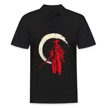 Retro Samurai Krieger - Männer Poloshirt - Schwarz - Vorne - Kai (181cm)