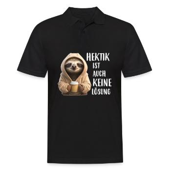 Hektik Ist Auch Keine Lösung Faultier - Männer Poloshirt - Schwarz - Vorne - Kai (181cm)