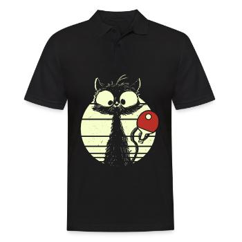 Chat joueur de tennis de table - Polo Homme - noir - Devant - Kai (181cm)