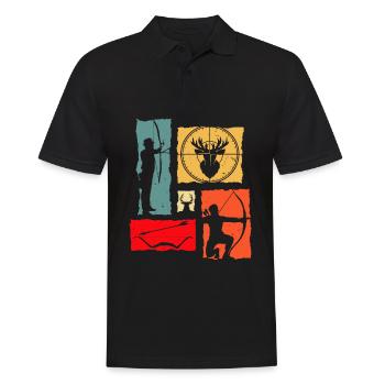 Archer Retro Archery - Männer Poloshirt - Schwarz - Vorne - Kai (181cm)