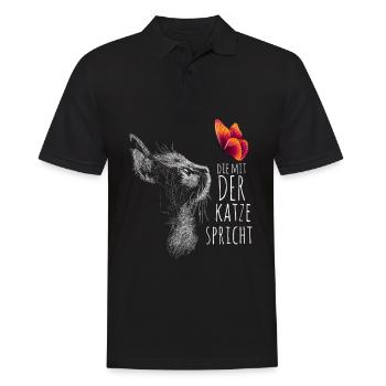 Die mit der Katze spricht - Männer Poloshirt - Schwarz - Vorne - Kai (181cm)