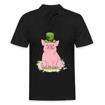 Lucky Pig Wearing Paddy Hat St. Patrick's Day - Männer Poloshirt - Schwarz - Vorne - Kai (181cm)