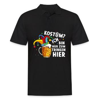 Kostüm? Ich bin nur zum Trinken hier - Männer Poloshirt - Schwarz - Vorne - Kai (181cm)