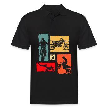 Motocross Retro Dirtbike Stunt Motocross Rider - Polo Homme - noir - Devant - Kai (181cm)