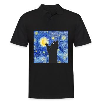 Van Gogh peignant le chat noir - Polo Homme - noir - Devant - Kai (181cm)