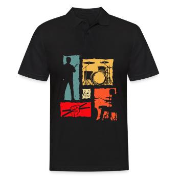 Drums Retro - Men's Polo Shirt - black - Front - Kai (181cm)