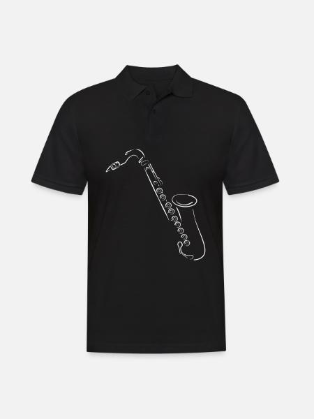 Saxophone Silhouette Drawing Jazz - Men's Polo Shirt - black