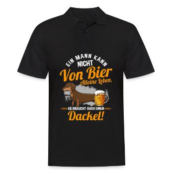 Ein Mann Kann Nicht Von Bier Alleine Leben Hund - Männer Poloshirt - Schwarz - Vorne - Kai (181cm)