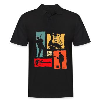Guitariste Retro - Polo Homme - noir - Devant - Kai (181cm)