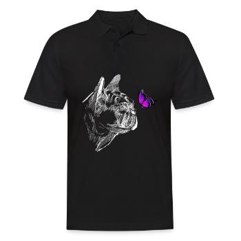 Carlin avec chien papillon - Polo Homme - noir - Devant - Kai (181cm)