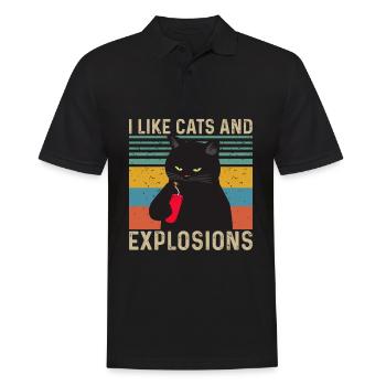 J’aime Cats and Explosions - Polo Homme - noir - Devant - Kai (181cm)