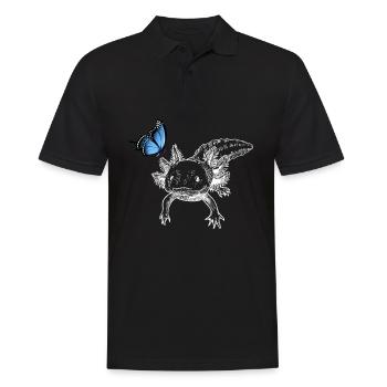 Axolotl mit Schmetterling - Männer Poloshirt - Schwarz - Vorne - Kai (181cm)