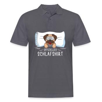Offizielles Schlafshirt Mops mit Schlafbrille - Männer Poloshirt - Anthrazit - Vorne - Nico (186cm)