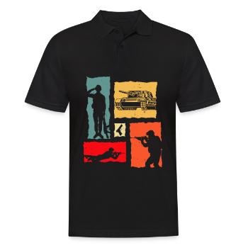 Retro Panzer - Männer Poloshirt - Schwarz - Vorne - Kai (181cm)