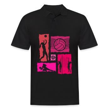 Volleyball Retro - Männer Poloshirt - Schwarz - Vorne - Kai (181cm)