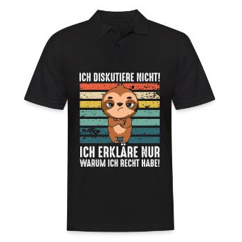 Ich Diskutiere nicht Erkläre warum ich Recht habe - Männer Poloshirt - Schwarz - Vorne - Kai (181cm)