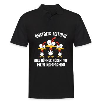 Anstaltleitung Alle Hühner Hören Auf Mein Kommando - Männer Poloshirt - Schwarz - Vorne - Kai (181cm)
