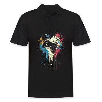 Gamer Splash Art Gaming Rétro - Polo Homme - noir - Devant - Kai (181cm)