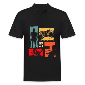 Dart Retro - Männer Poloshirt - Schwarz - Vorne - Kai (181cm)