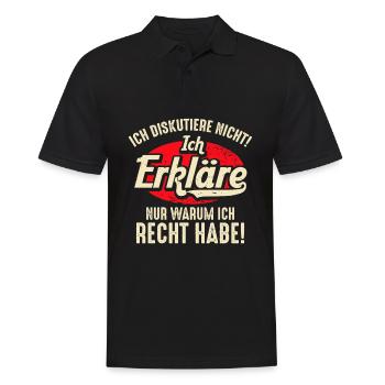 Ich Diskutiere nicht Erkläre warum ich Recht habe - Männer Poloshirt - Schwarz - Vorne - Kai (181cm)