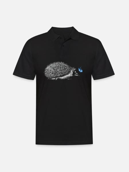 Hérisson avec papillon - Polo Homme - noir