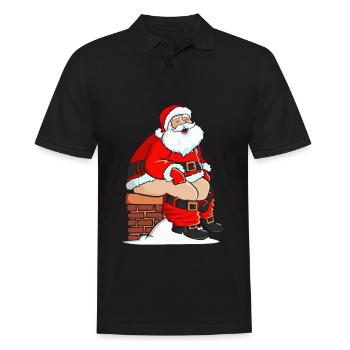Santa Claus Pooping In Chimney - Männer Poloshirt - Schwarz - Vorne - Kai (181cm)