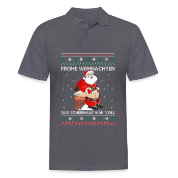 Santa Claus poops in fireplace - Men's Polo Shirt - charcoal grey - Front - Nico (186cm)